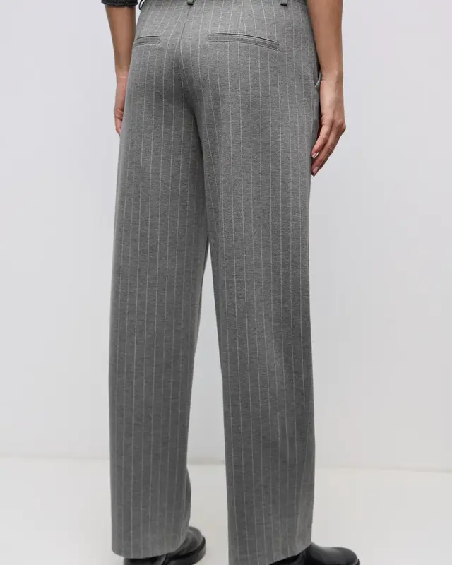 Street One Straight Leg Hose - Dark Pelican Grey Melange