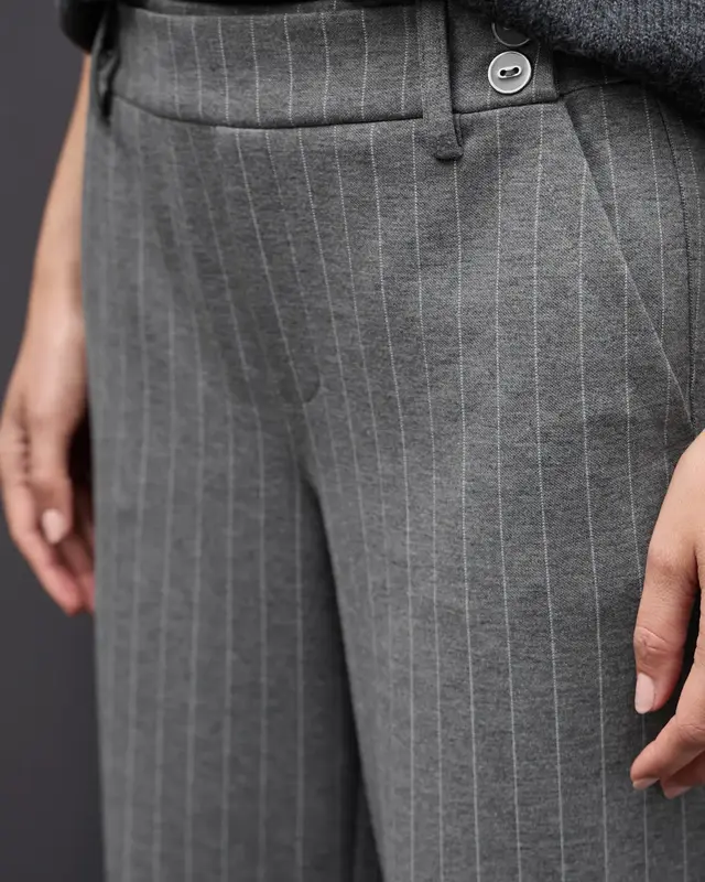 Street One Straight Leg Pants - Dark Pelican Grey Melange