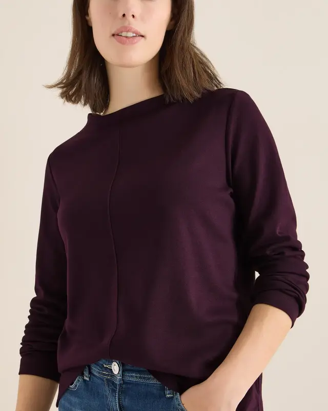 Cecil Funnelneck Shirt - Eggplant Red