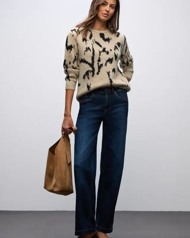 Street One Weicher Jacquard Pullover - Sanded Beige
