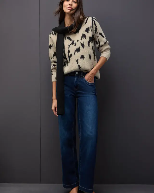 Street One Weicher Jacquard Pullover - Sanded Beige