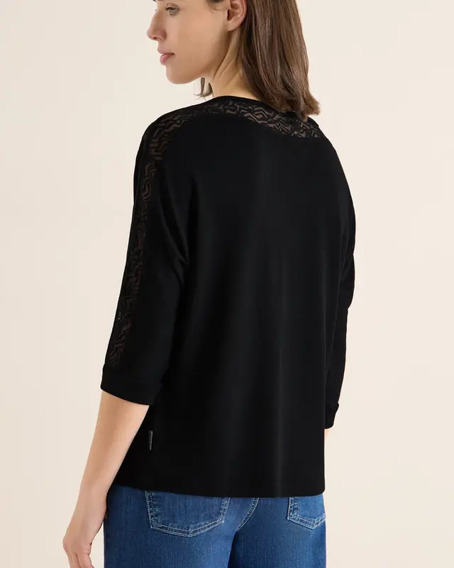 Cecil Batwing Shirt with Mesh - Black