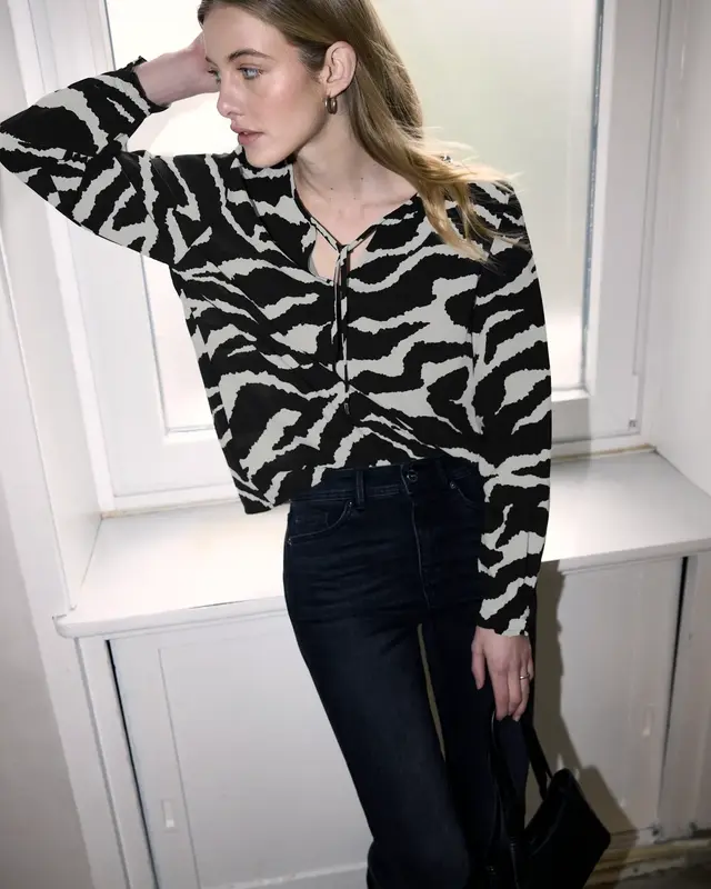 Street One Studio Zebra Tunika mit Bändern - Flint Grey