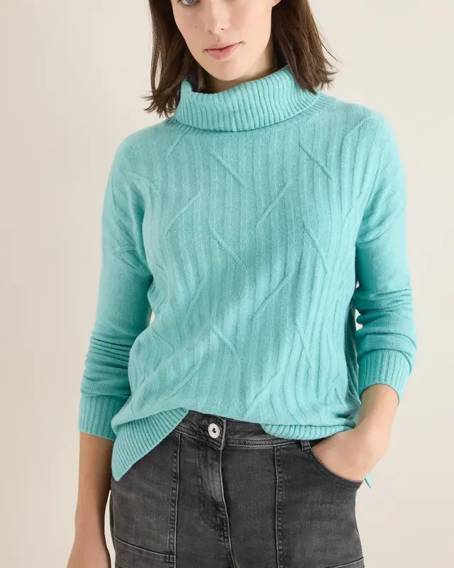 Cecil Struktur Pullover - Foam Blue Melange