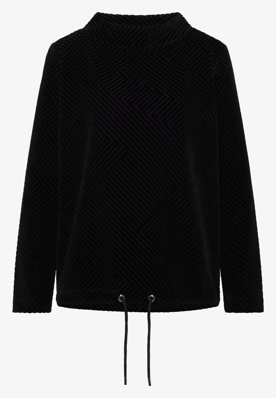 Cecil Shirt met Structuur en Trechtervormige Hals - Black