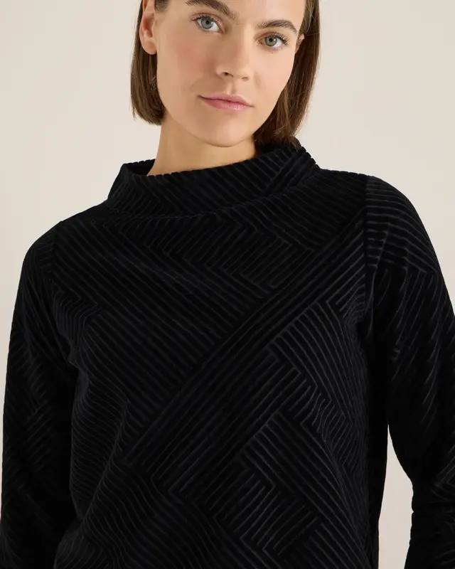 Cecil Strukturshirt mit Funnelneck - Black