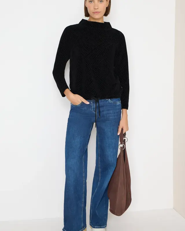 Cecil Strukturshirt mit Funnelneck - Black