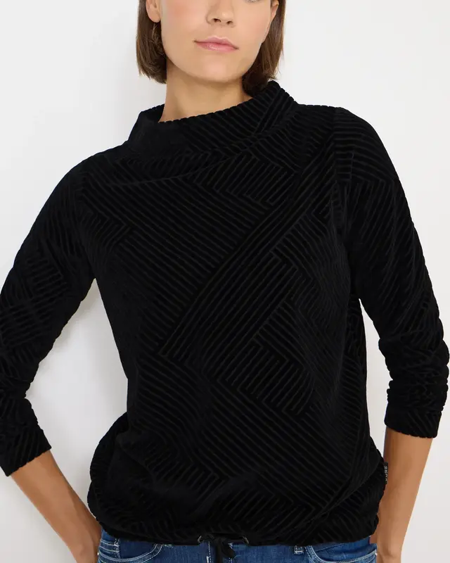 Cecil Strukturshirt mit Funnelneck - Black