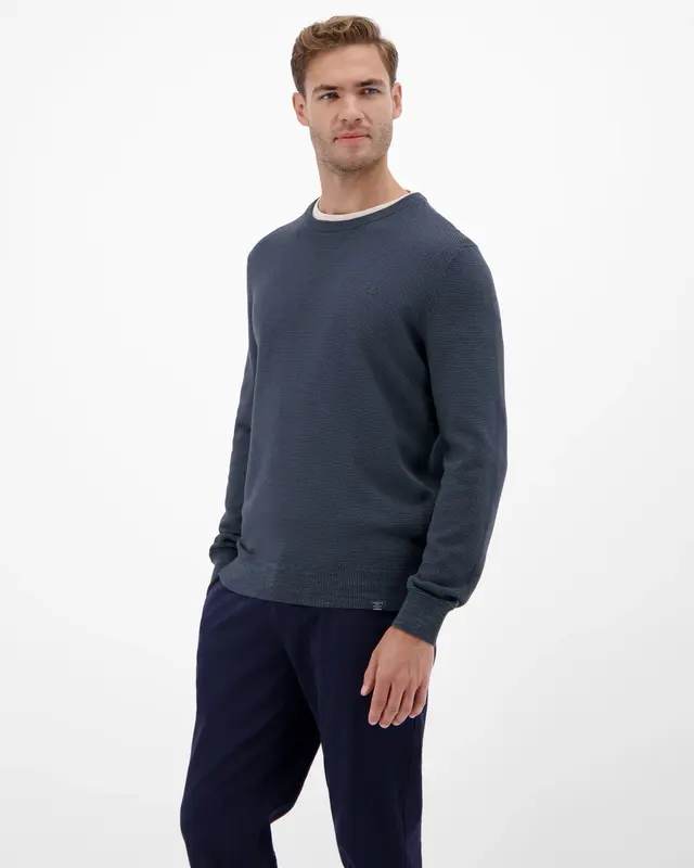 Lerros Trui met Gedraaide Structuur - Classic Navy