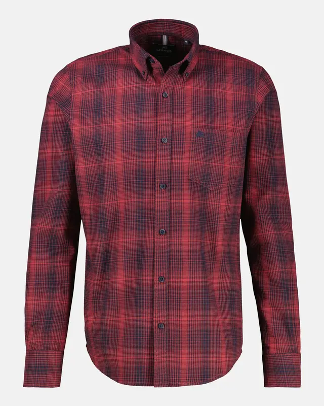 Lerros Karomuster Hemd, Flanel - Maple Red