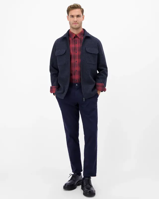Lerros Karomuster Hemd, Flanel - Maple Red