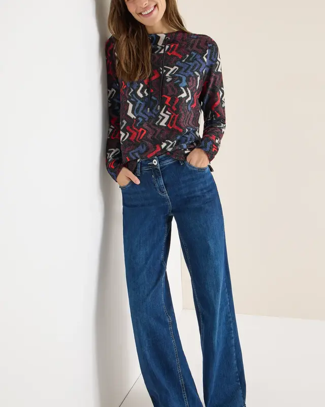 Cecil Shirt mit Grafikmuster - Black Multi Melange