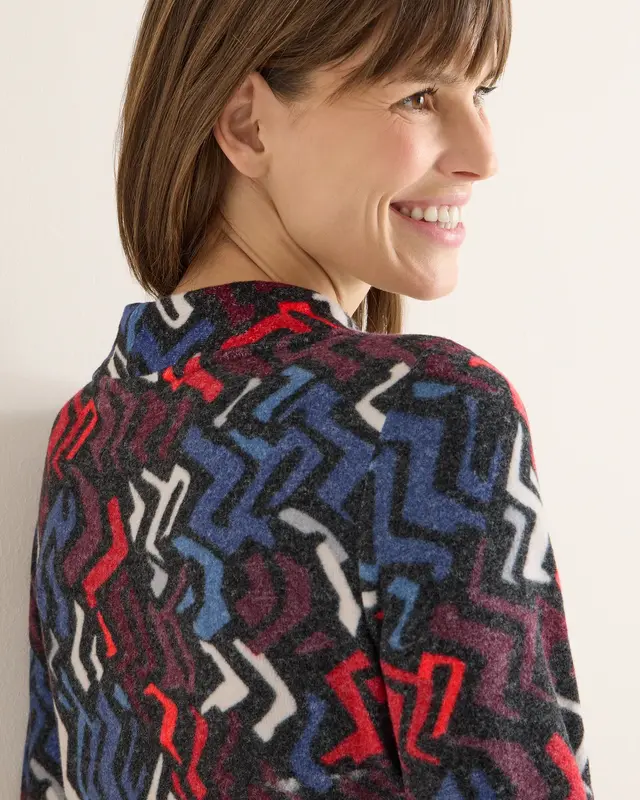 Cecil Shirt mit Grafikmuster - Black Multi Melange