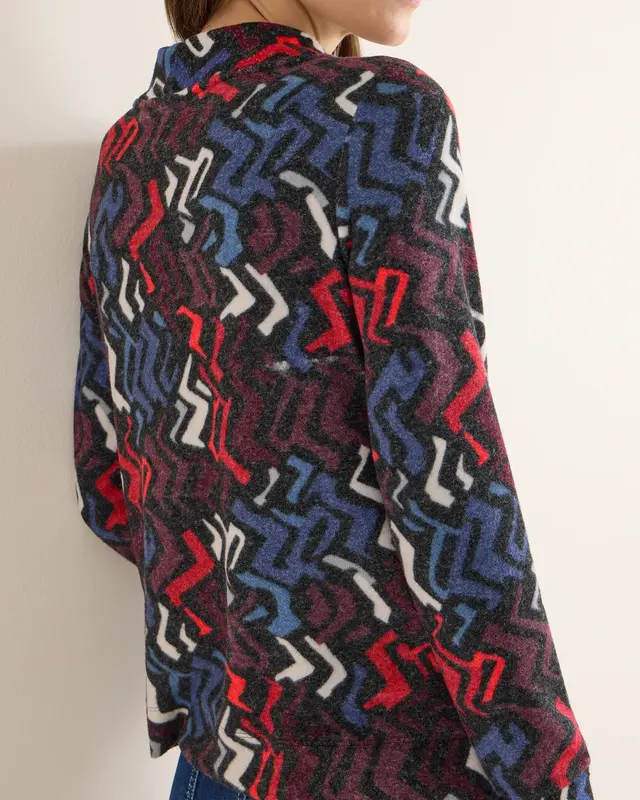 Cecil Shirt with Graphic Print - Black Multi Melange