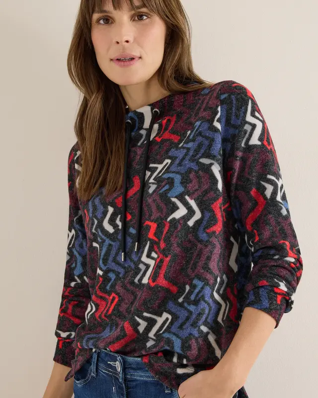 Cecil Shirt mit Grafikmuster - Black Multi Melange