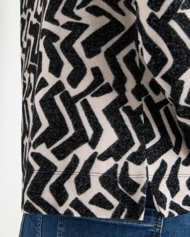 Cecil Shirt met Grafisch Patroon - Light Greige Melange