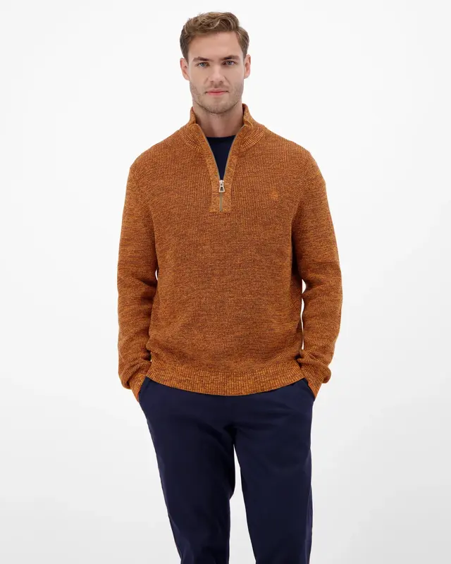 Lerros Heren Trui, Gedraaide Structuur - Pumpkin Orange