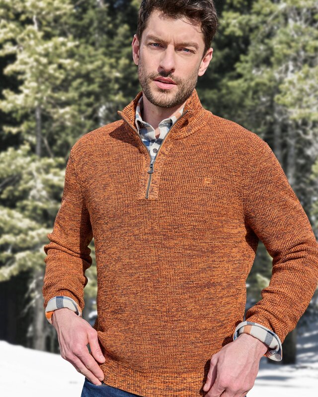 Lerros Heren Trui, Gedraaide Structuur - Pumpkin Orange