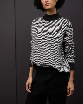 Street One Jacquard Turtleneck Pullover - Black