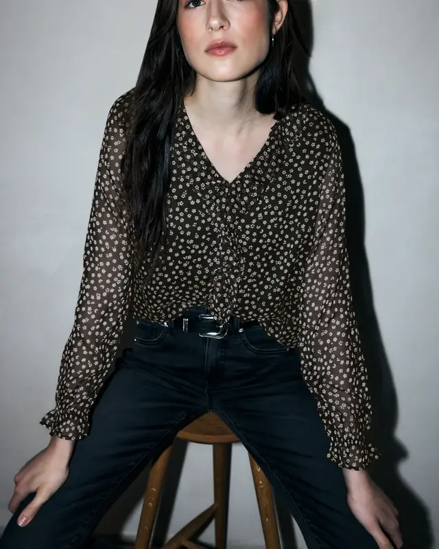 Street One Studio Chiffonbluse mit Volants - Black