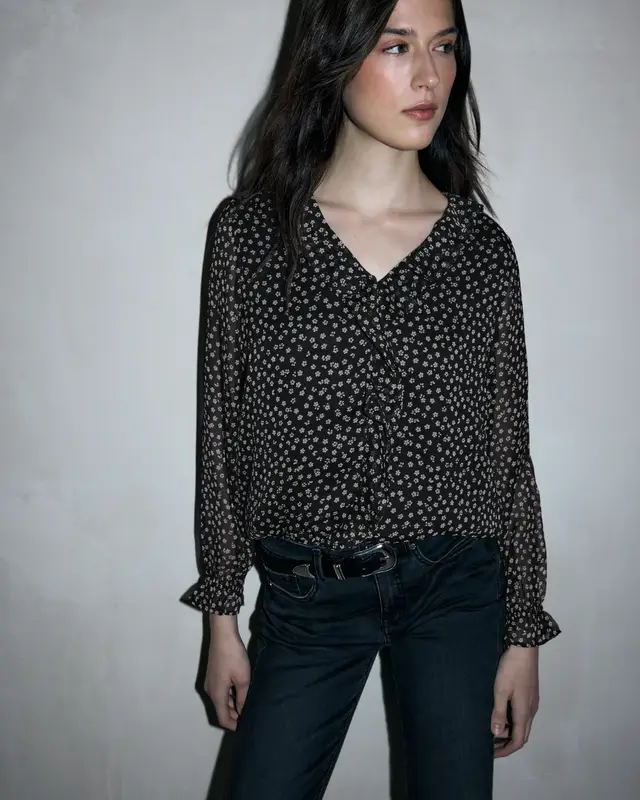 Street One Studio Chiffonbluse mit Volants - Black