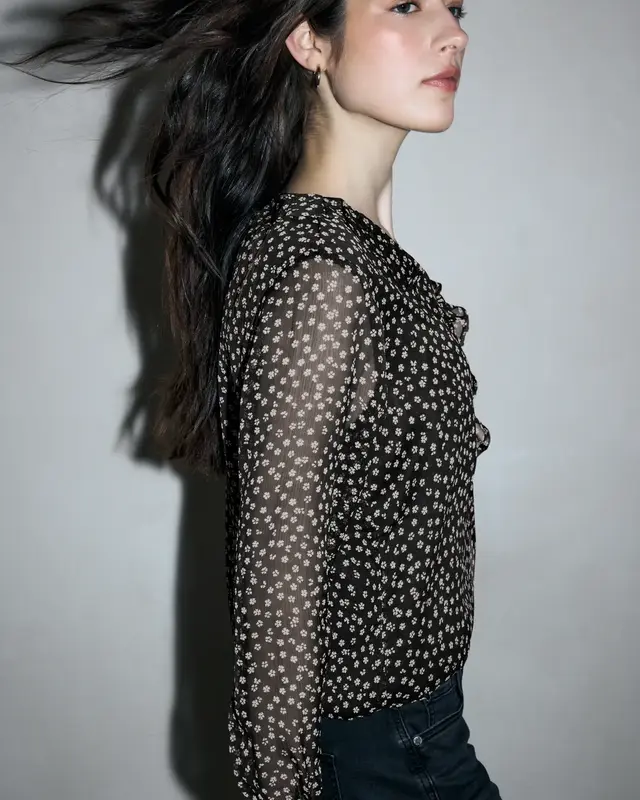 Street One Studio Chiffonbluse mit Volants - Black