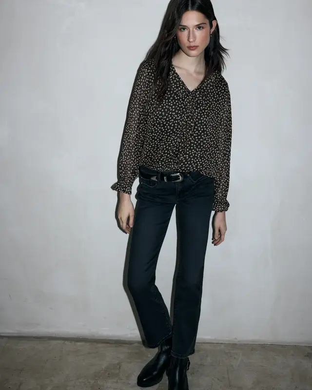 Street One Studio Chiffonbluse mit Volants - Black