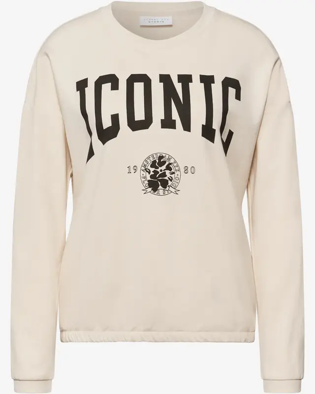 Street One Studio Shirt mit Wording - Soft Beige