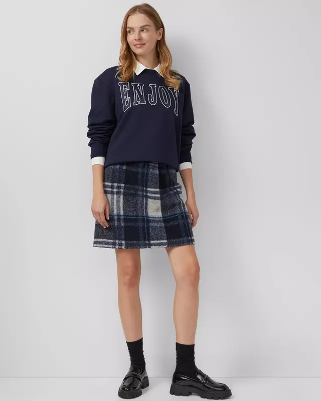 S. Oliver Sweatshirt mit Wording - Navy