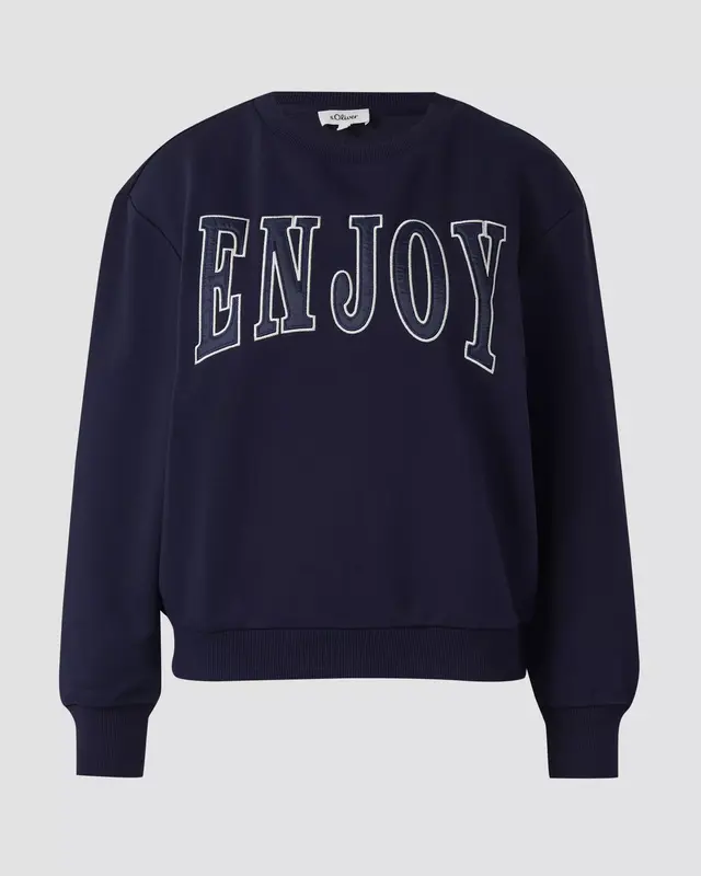 S. Oliver Sweatshirt mit Wording - Navy