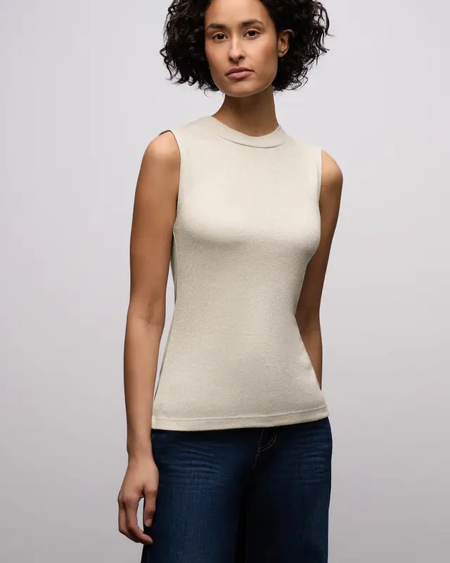 Street One Glitter Top - Soft Beige