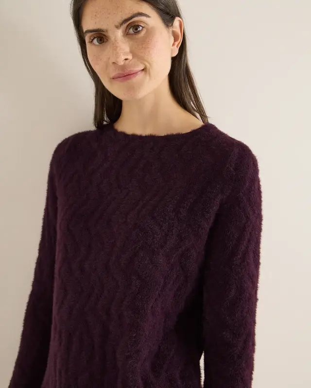 Cecil Federgarn Jacquard Shirt - Eggplant Red