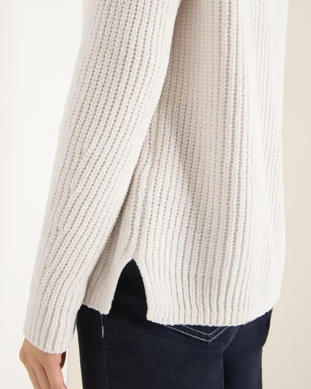Cecil Turtleneck Chenille Pullover - Light Greige