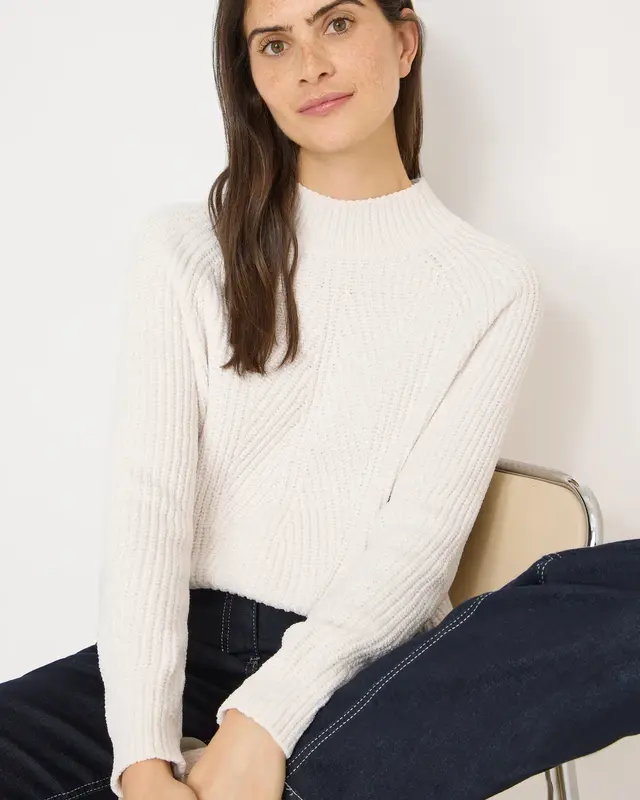 Cecil Turtleneck Chenille Pullover - Light Greige