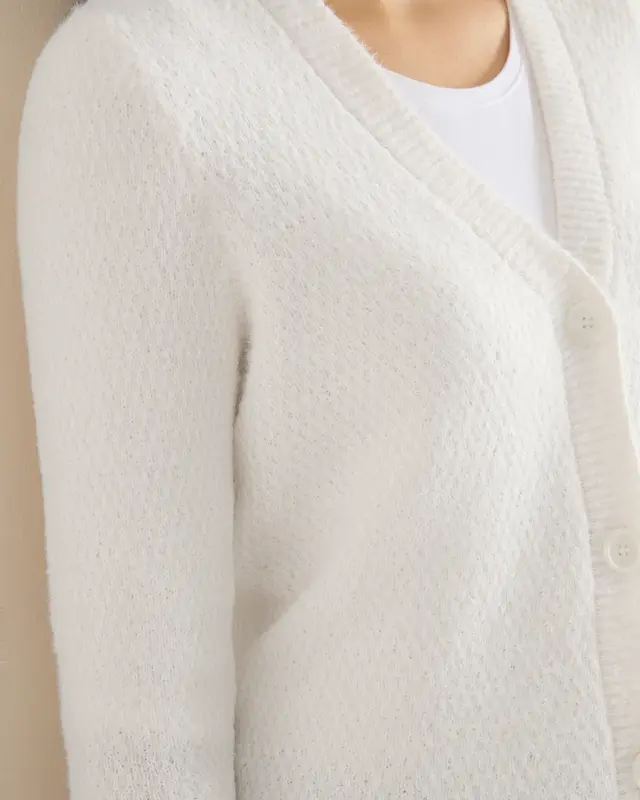 Cecil Federgarn Cardigan - Light Greige