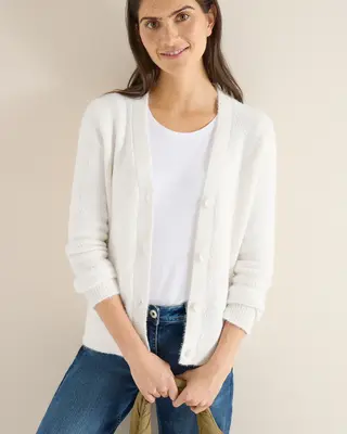 Cecil Federgarn Cardigan - Light Greige