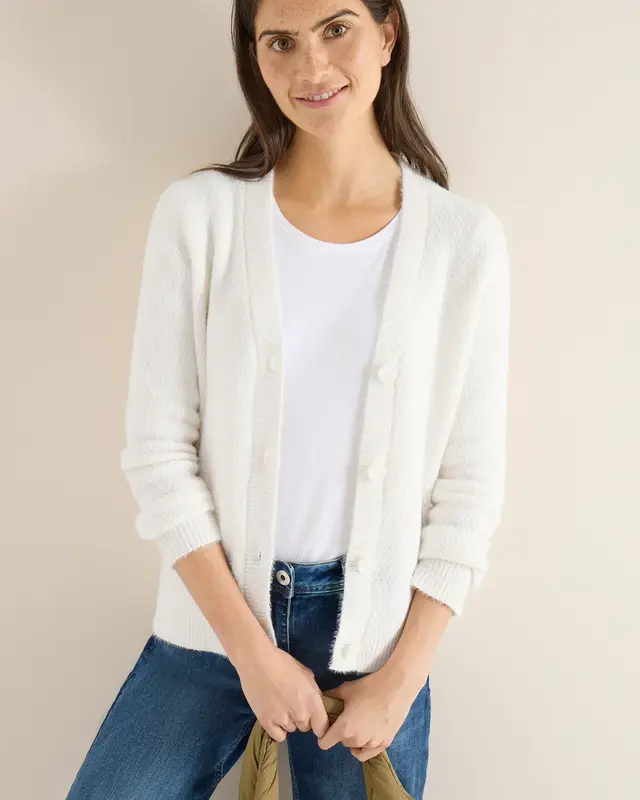Cecil Federgarn Cardigan - Light Greige