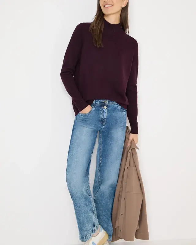 Cecil Cosy Turtleneck Pullover - Eggplant Red Melange