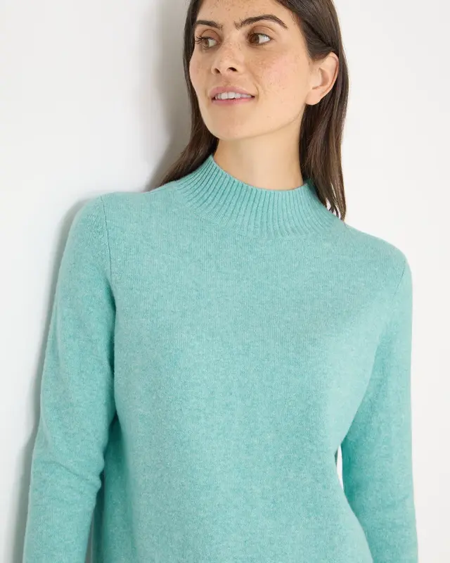 Cecil Cosy Turtleneck Pullover - Foam Blue Melange