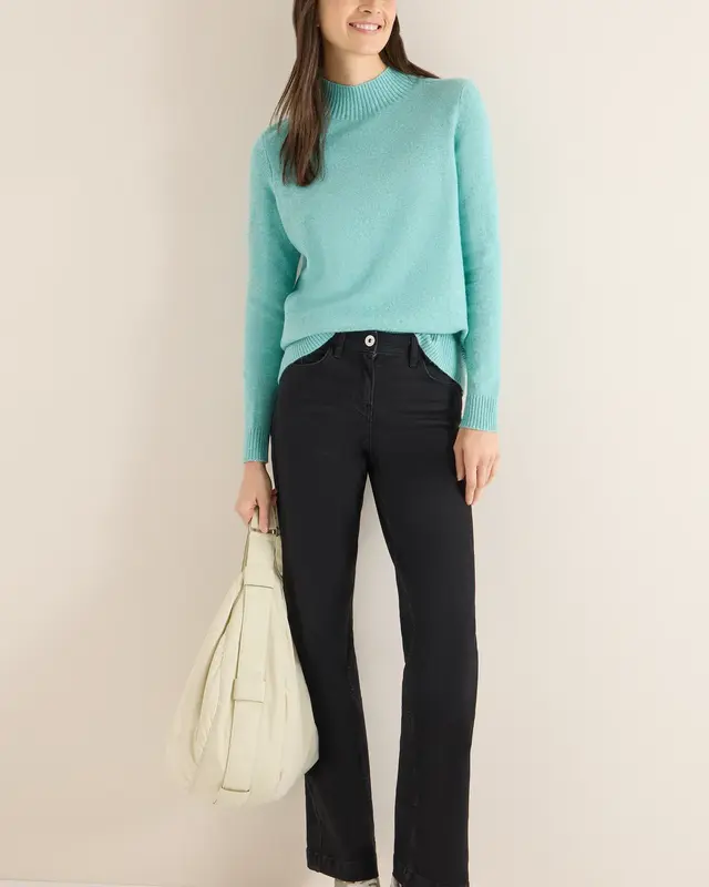 Cecil Cosy Turtleneck Pullover - Foam Blue Melange