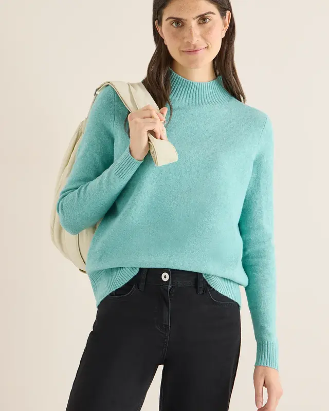 Cecil Cosy Turtleneck Pullover - Foam Blue Melange