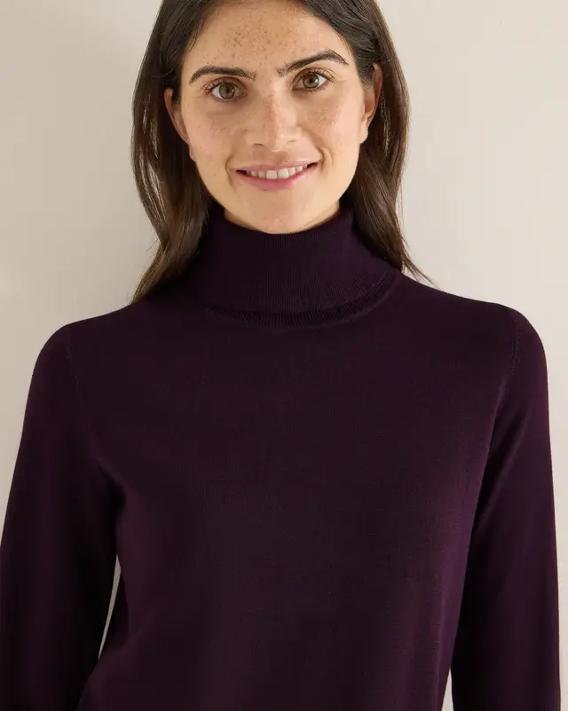 Cecil Basic Rollkragenpullover - Eggplant Red