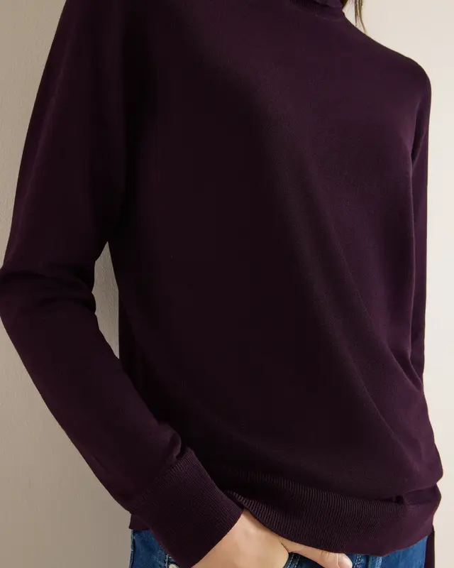 Cecil Basic Rollkragenpullover - Eggplant Red
