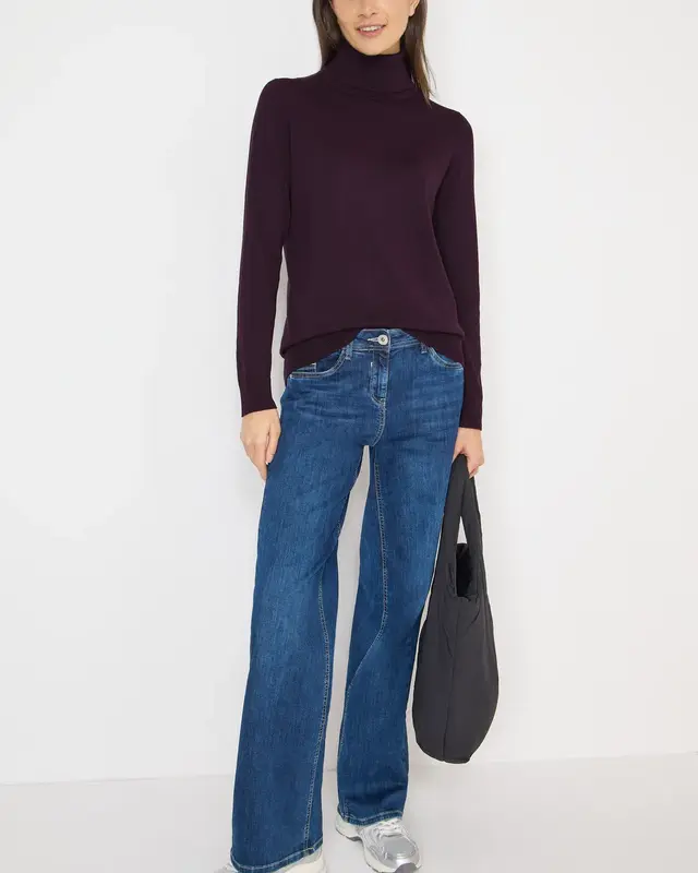 Cecil Basic Rollkragenpullover - Eggplant Red