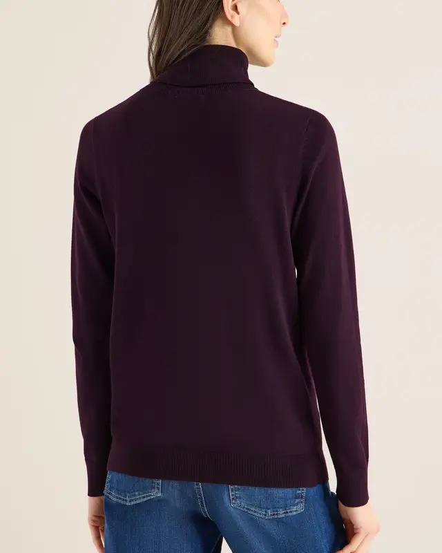 Cecil Basic Rollkragenpullover - Eggplant Red