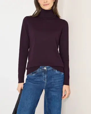 Cecil Basic Rollkragenpullover - Eggplant Red