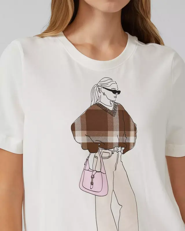 S. Oliver Relaxed T-Shirt met Frontprint - Off White