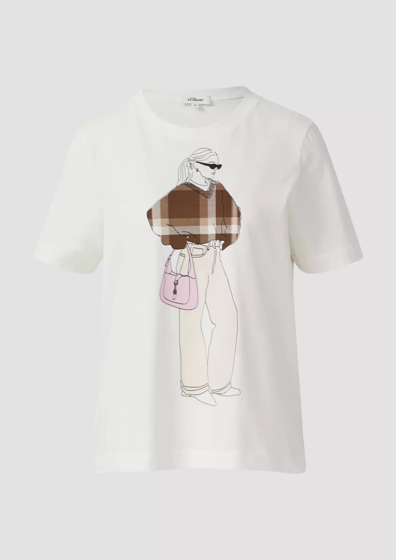 S. Oliver Relaxed T-Shirt met Frontprint - Off White
