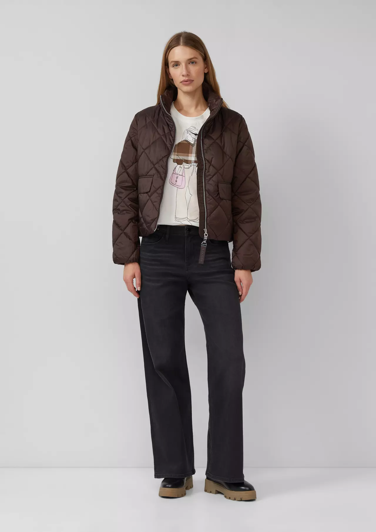 S. Oliver Relaxed T-Shirt met Frontprint - Off White