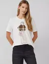 S. Oliver Relaxed T-Shirt mit Frontprint - Off White